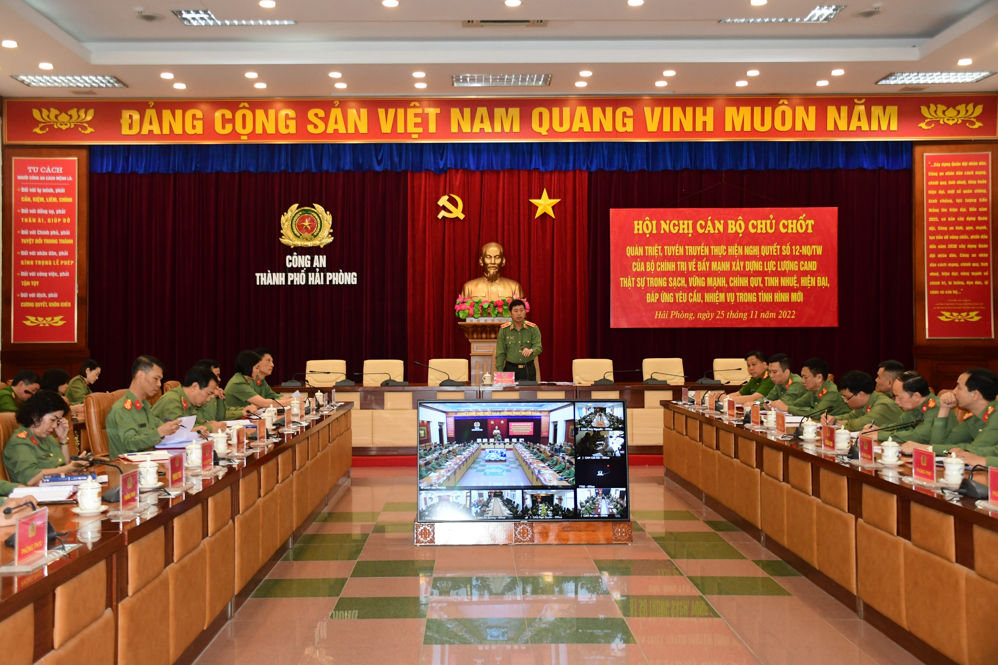 Đảng ủy Công an thành phố  Tổ chức Hội nghị cán bộ chủ chốt quán triệt thực hiện Nghị quyết số 12-NQ/TW của Bộ Chính trị 